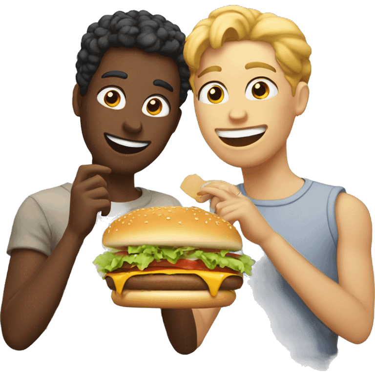 Best friends eating a burger emoji