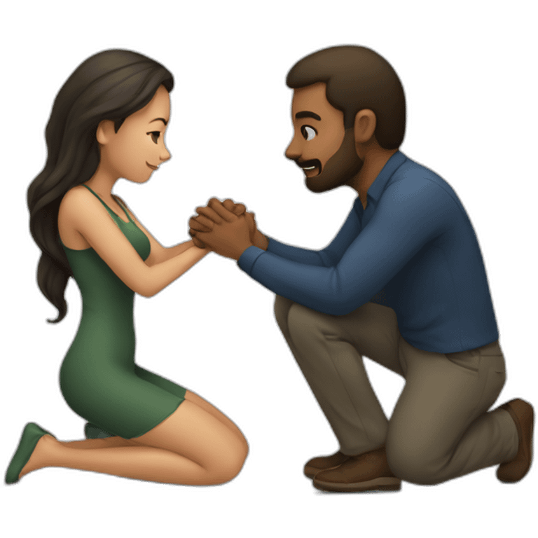 Woman on knees facing man emoji