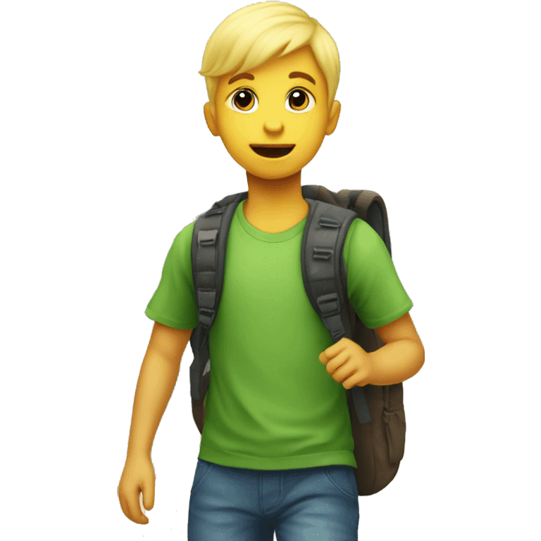 Cute boy blonde dinosaur going to school the dinosaur is boy  emoji