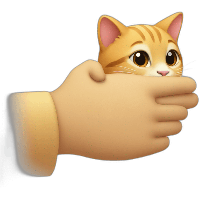 Cat hand shaking human hand emoji