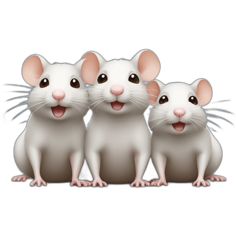 Three cute rats, one white, the other two brown emoji