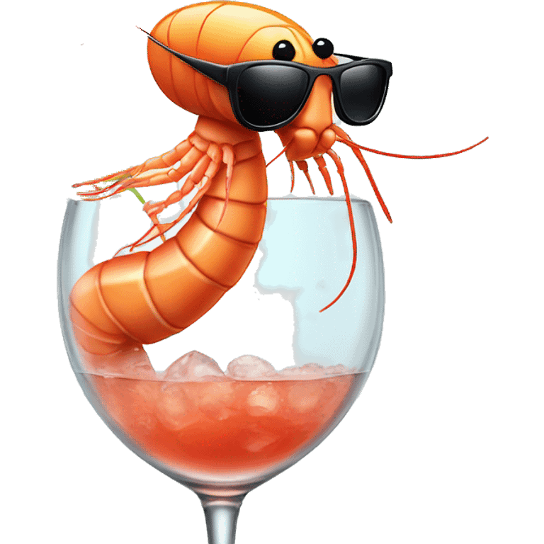 Shrimp wearing sunglasses relaxing in a cocktail glass  emoji