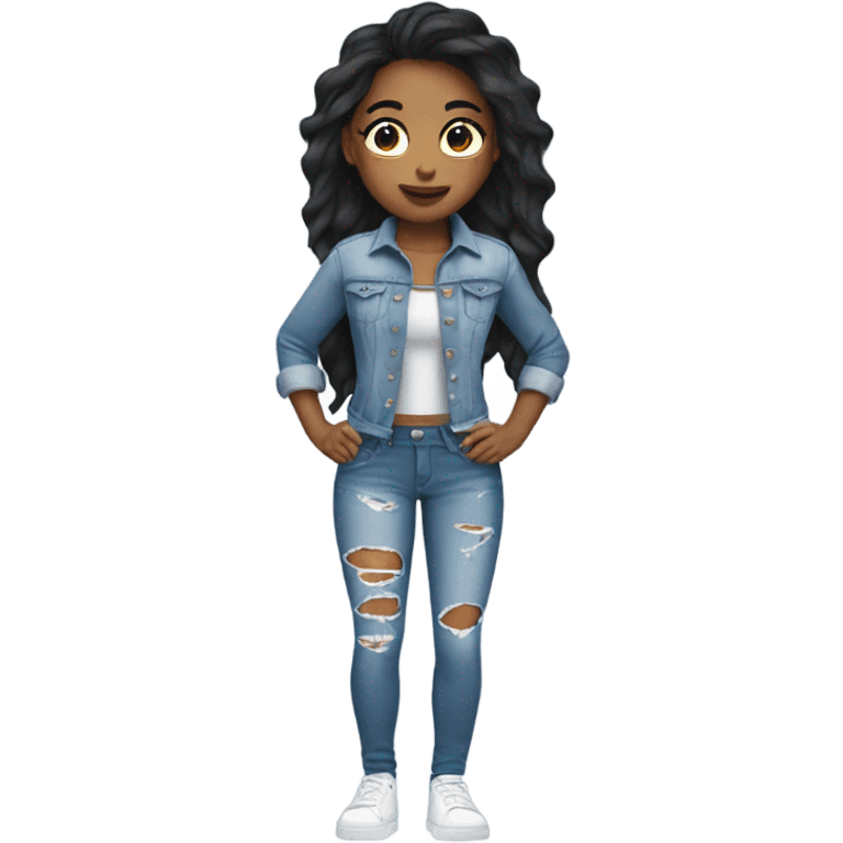 Beauty girl with torn denim outfit emoji