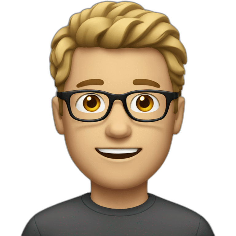 white guy with glasses with browm hair emoji