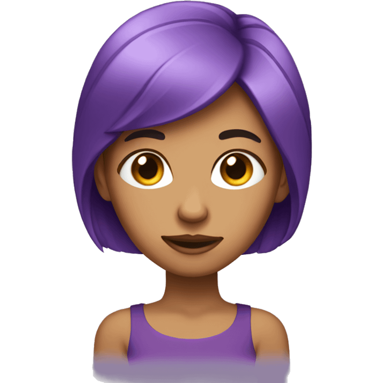 Tan girl with purple hair doing a side eye emoji