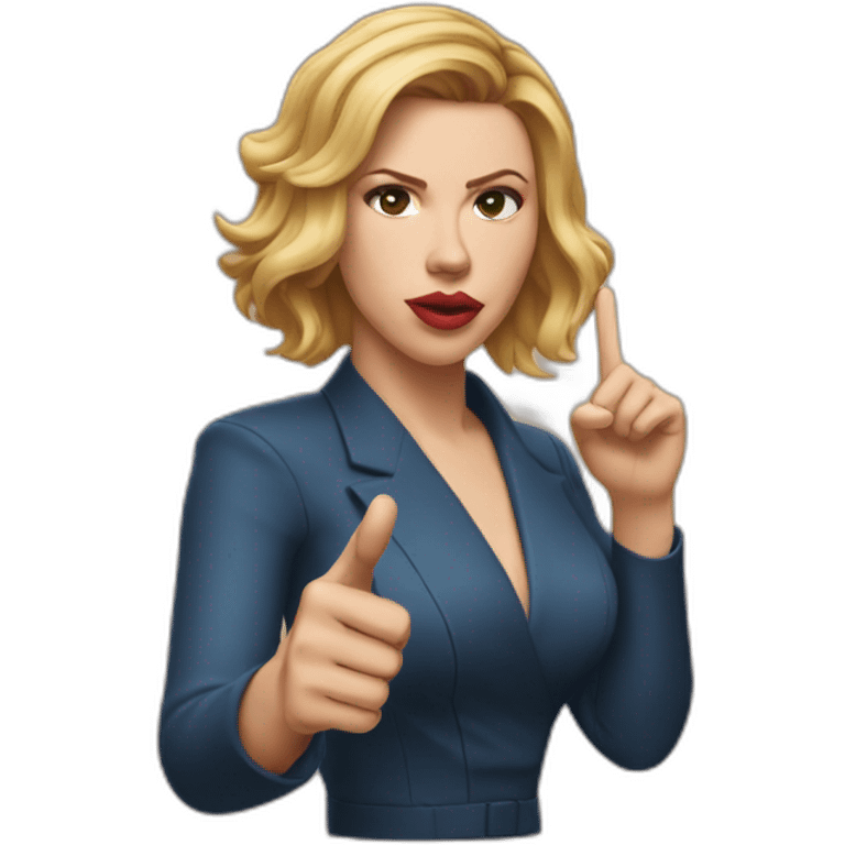 Scarlett Johansson pointing finger emoji