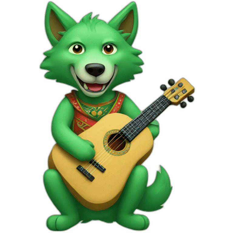 Green wolf with balalaika emoji