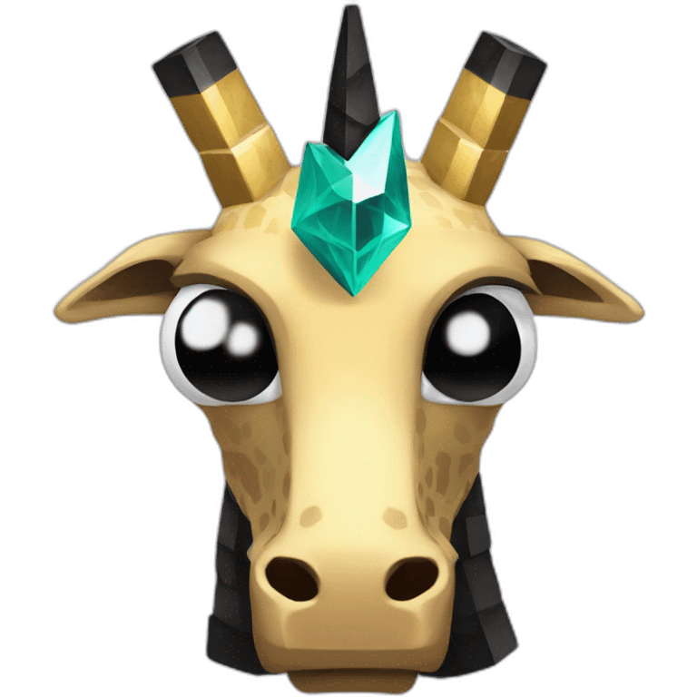 Minecraft Black Jiraffe Head With Diamond Unicorn Horn and Lazer Eyes emoji