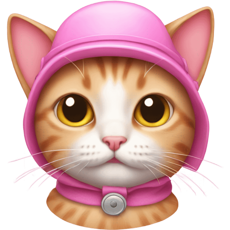 Pink kitty with propeller hat emoji