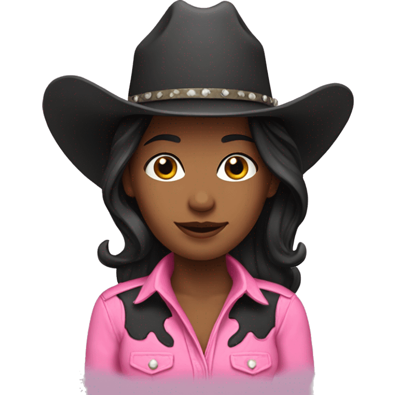 Cowgirl wearing pink with black hair emoji