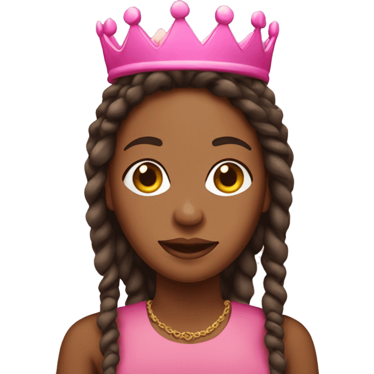 brown skin lady with locs wearing a pink crown emoji