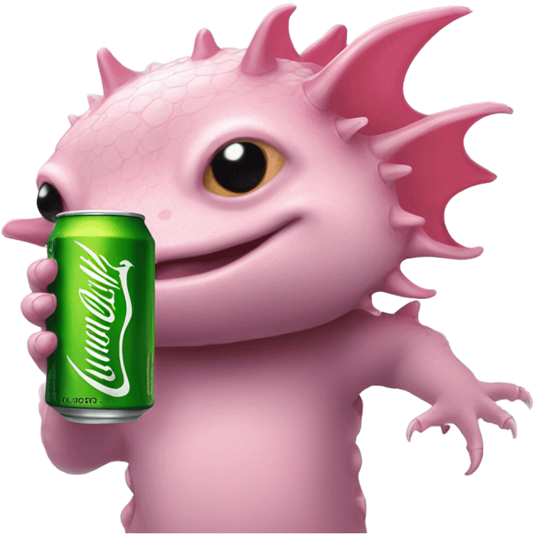 Axalotle drinking a monster energy drink emoji