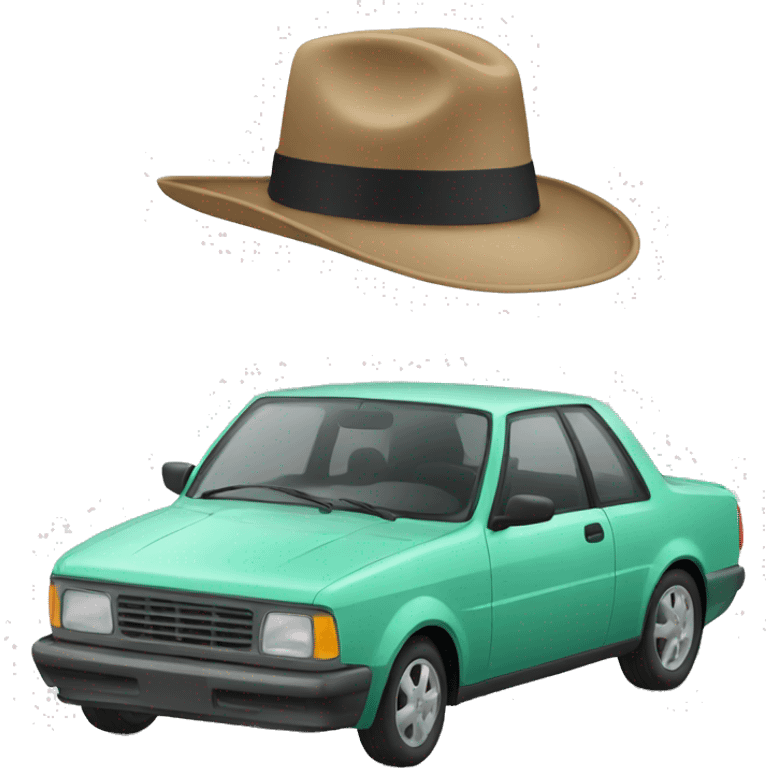 Car with hat emoji