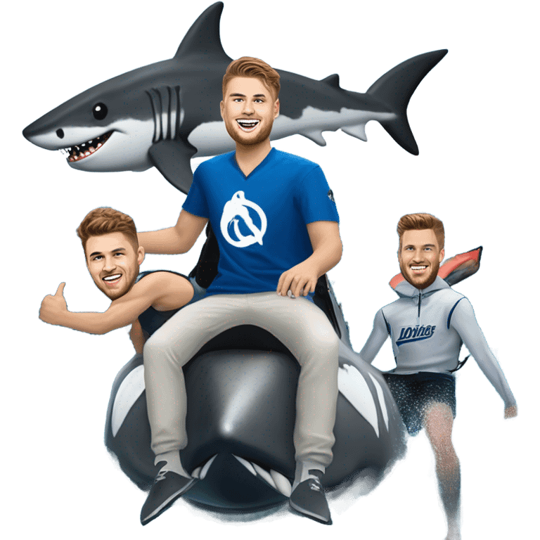 Luka doncic, dalton knecht, Austin reeves on a great white shark emoji