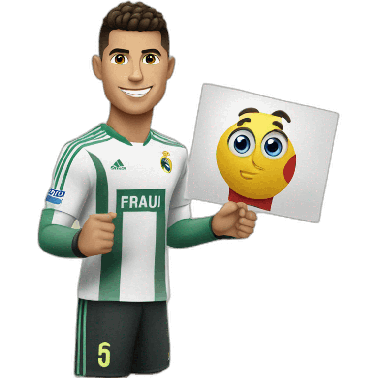 Cristiano Ronaldo holding a sign with Abdul Latif written on it emoji