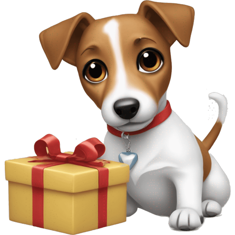 Jack russell opening gifts emoji