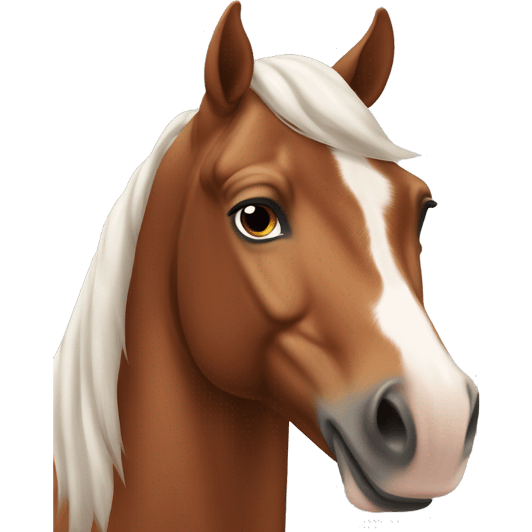 Chestnut horse with white blaze going down face emoji