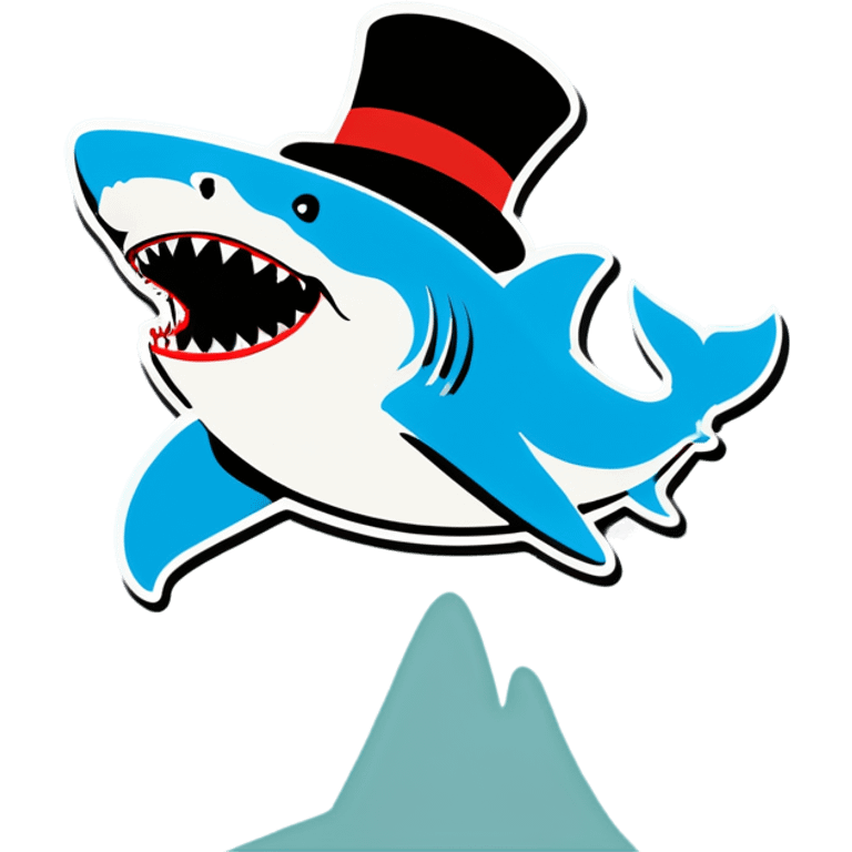 Shark with a top hat emoji