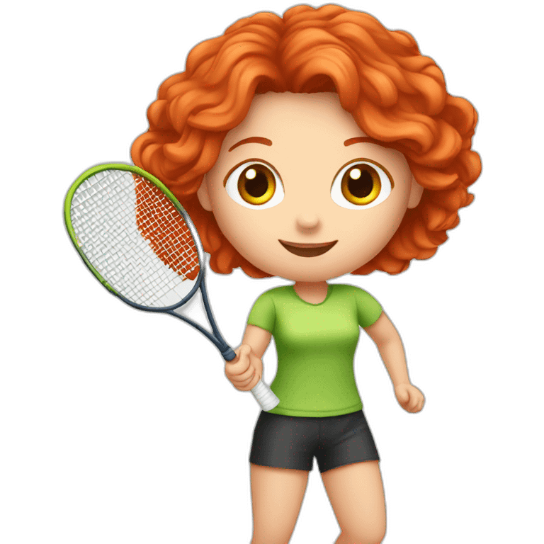 Red hair girl playing badminton emoji