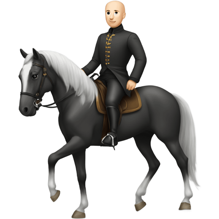 Bald man in riding clothes on horse emoji