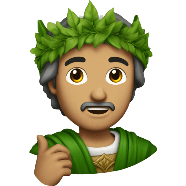 Dante Alighieri with a green laurel wreath on his head and holding a scroll in his hand emoji