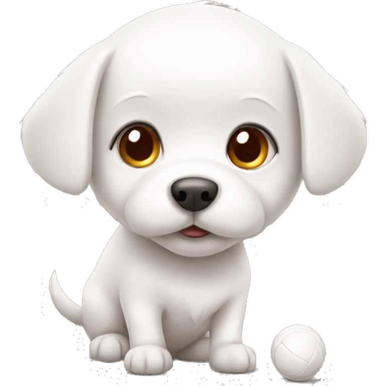 White little dog with ball emoji