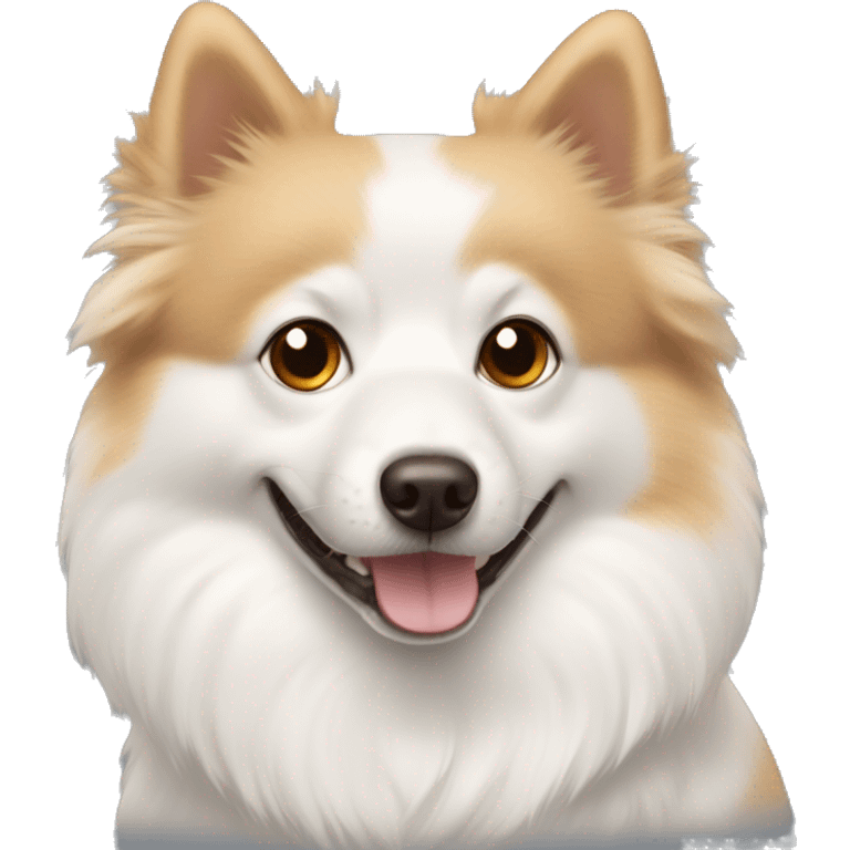 white spitz with beige muzzle around eyes and brown eyes emoji