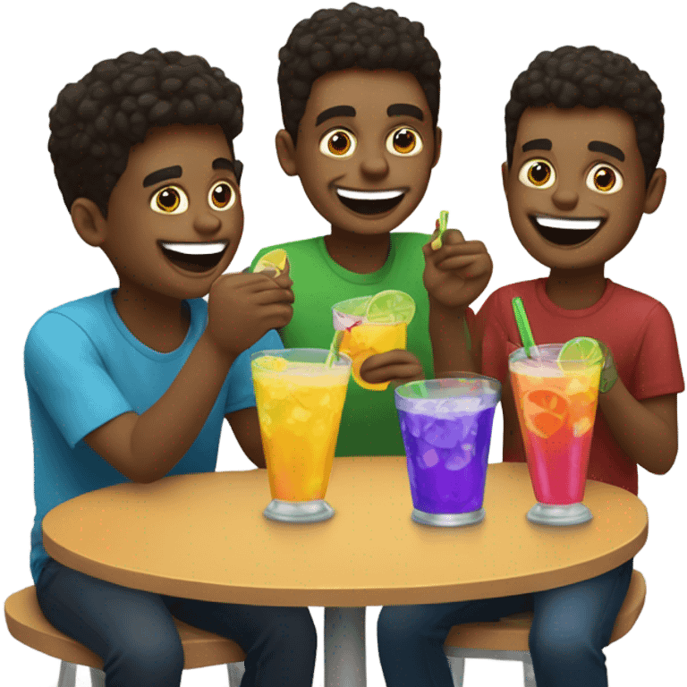 boys enjoying drinks together emoji