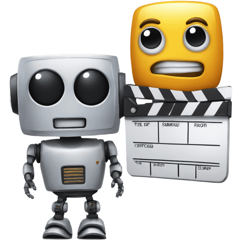 cute robot and a clapboard emoji