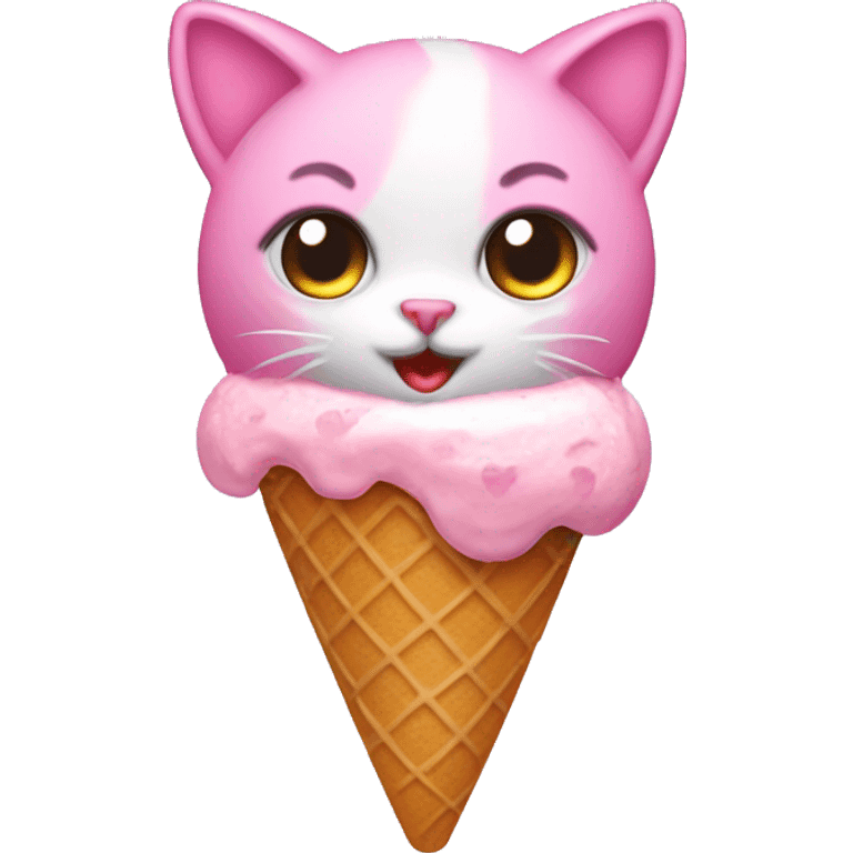 Pink heart cat icecream emoji