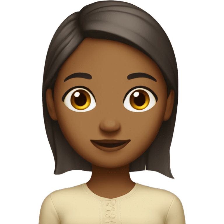 Brown girl playing on cream emoji