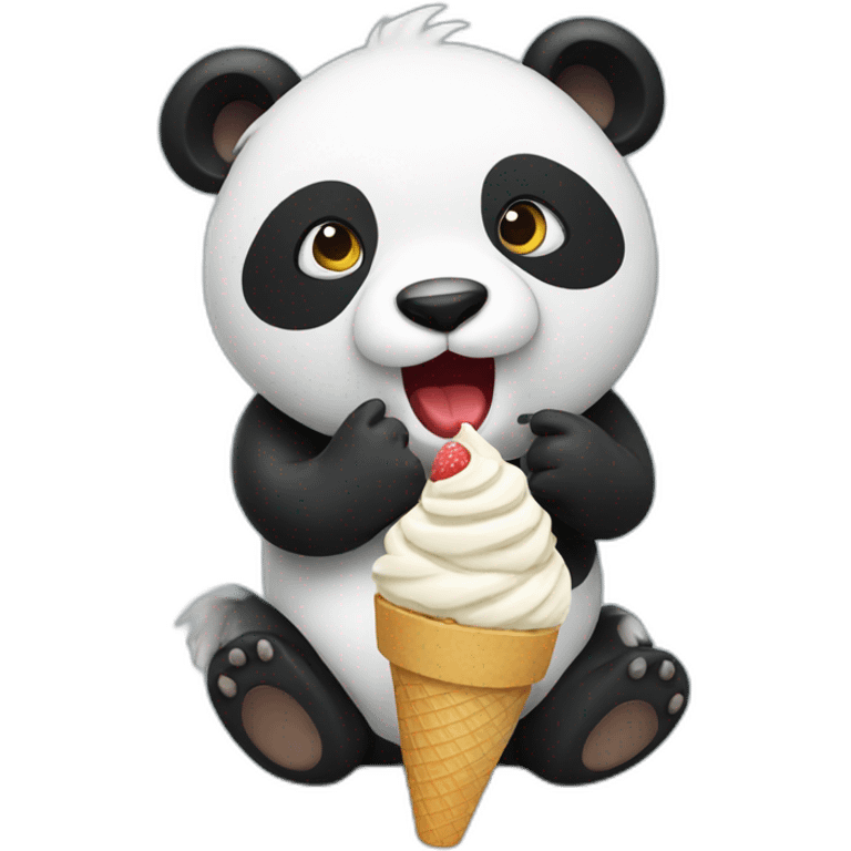 Panda eating ice cream emoji