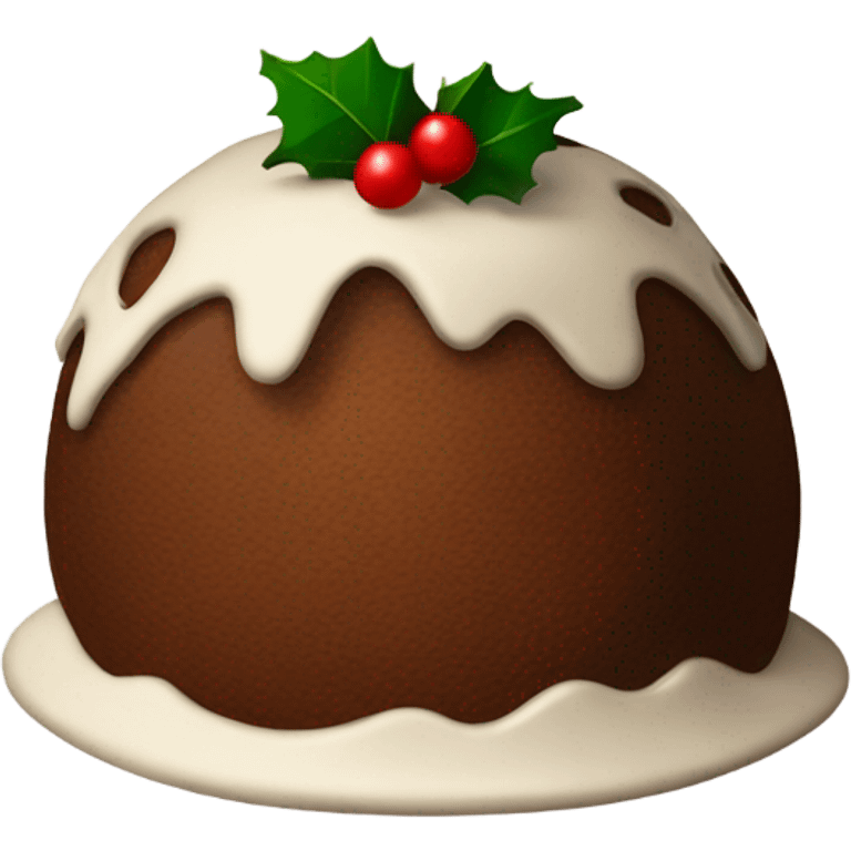 Christmas pudding with text above it saying Christmas  emoji