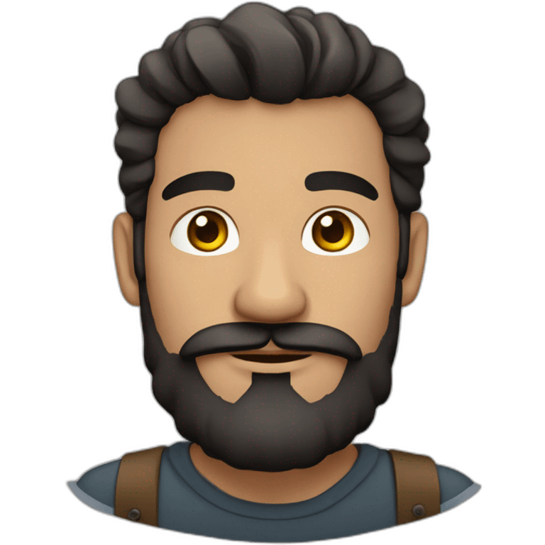 Hombre con barba y tatuaje emoji