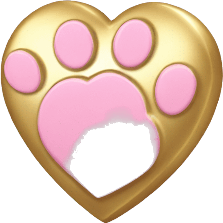 Gold heart with light pink paw print  emoji