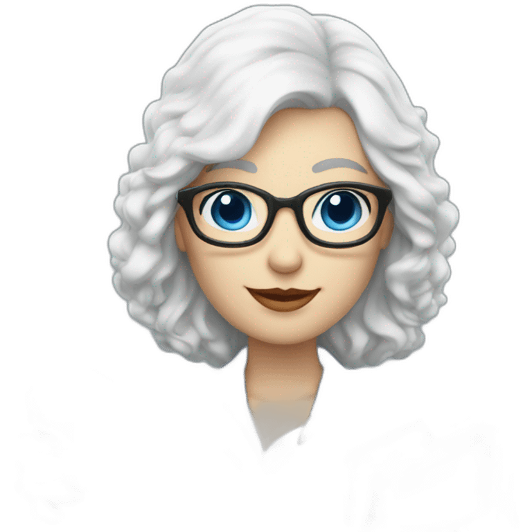 pale white haired librarian with blue eyes holding a book emoji