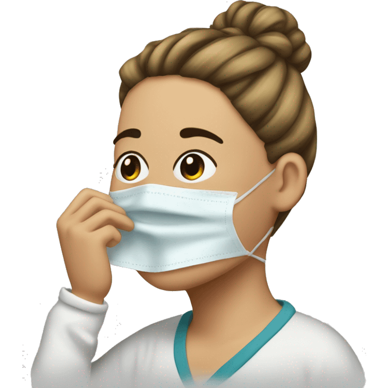 sick person coughing and sneezing with a messy bun emoji