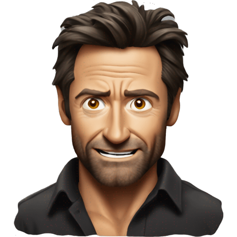 Hugh Jackman covered in oil emoji