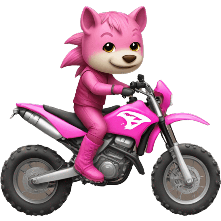 Razorback riding dirt bike wearing pink boots emoji