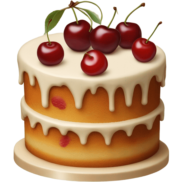 beautiful beige cake with cherries emoji