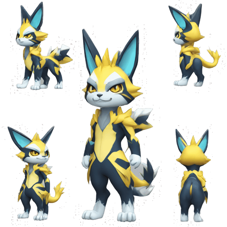 Kawaii Cool Chibi Zeraora-Renamon-Pokémon Full Body Detailed High Quality emoji