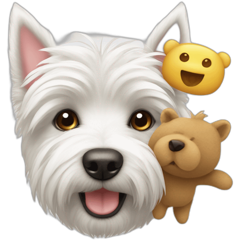 Westie avec un nounours  emoji