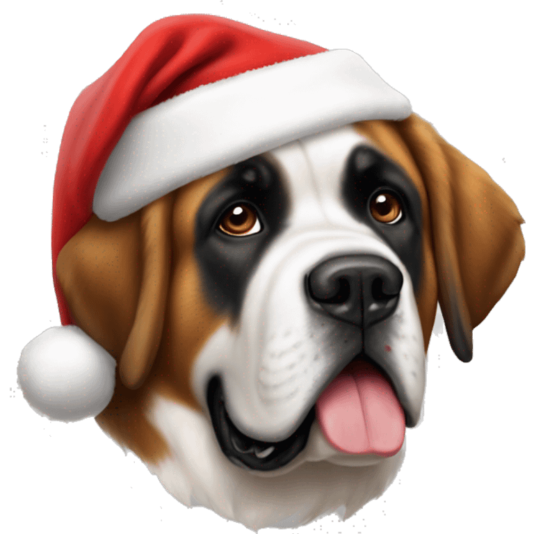 Saint Bernard wearing a Santa hat ￼ emoji