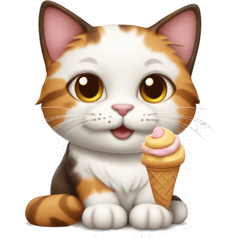 calico cat with icecream  emoji