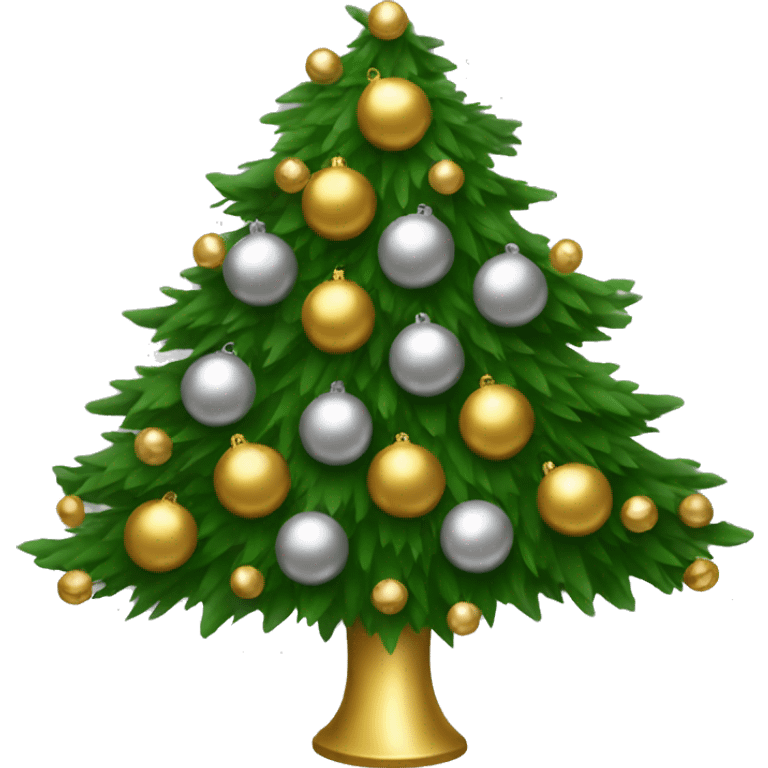 Christmas tree decorated with gold and silver balls emoji