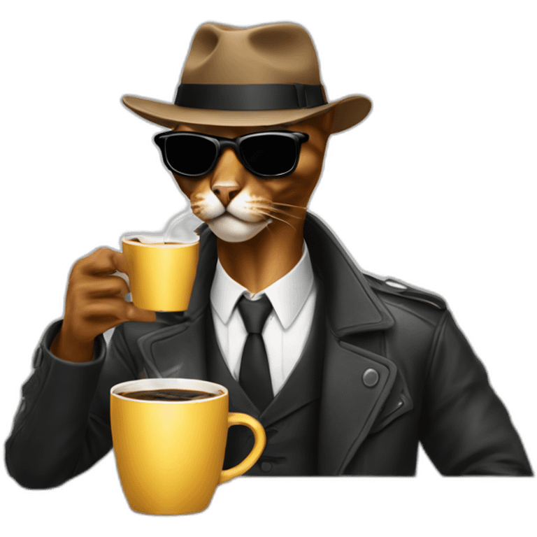 gangster-with-a-Abyssinian cat-gun-and-sunglasses-drinking-coffee emoji