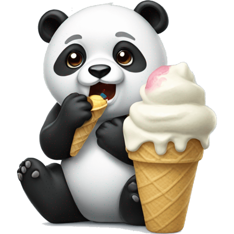 Panda eating ice cream emoji