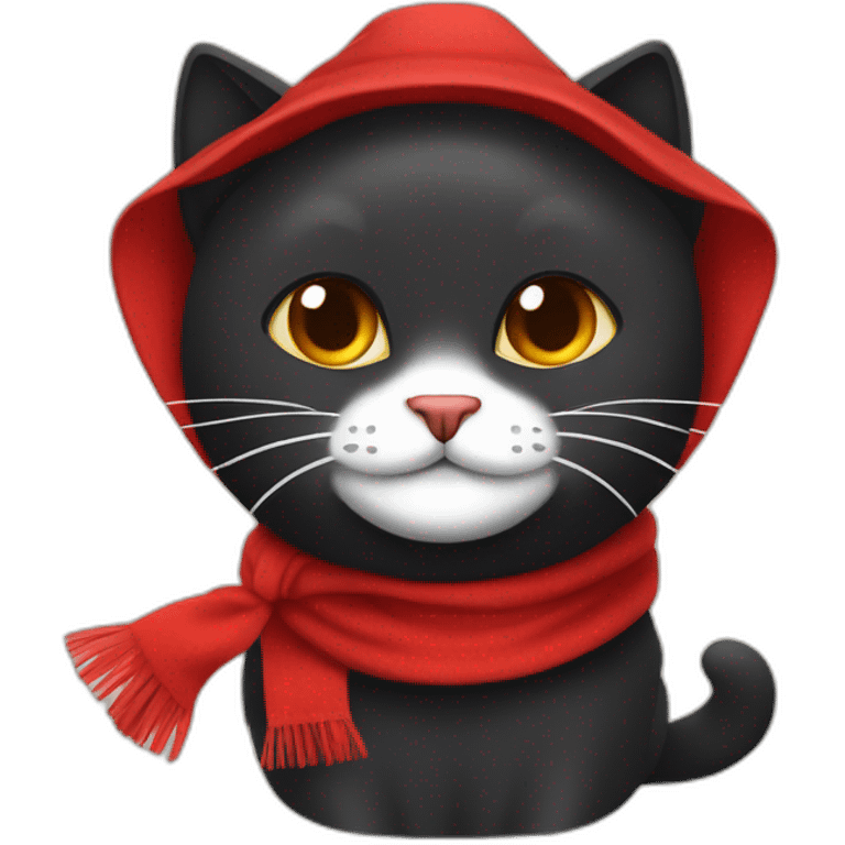 Gato negro con bufanda roja emoji