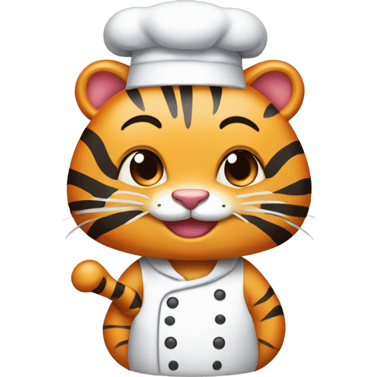 Kawaii Cartoon tiger chef  emoji