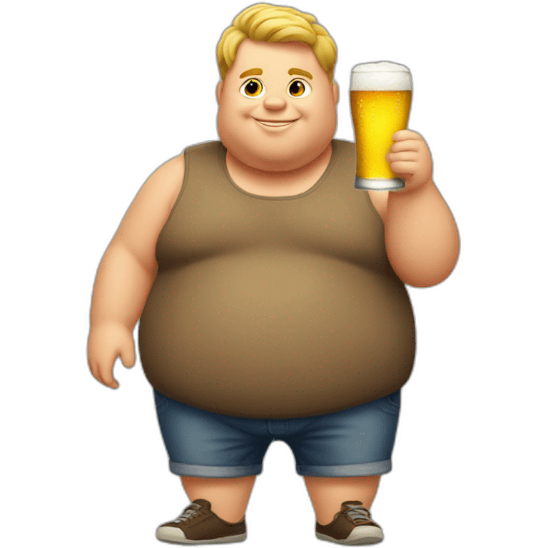 Fat boy drink beer emoji